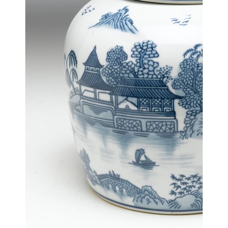 Aa Importing 59748 9 Inch Blue & White Ginger Jar image number 2