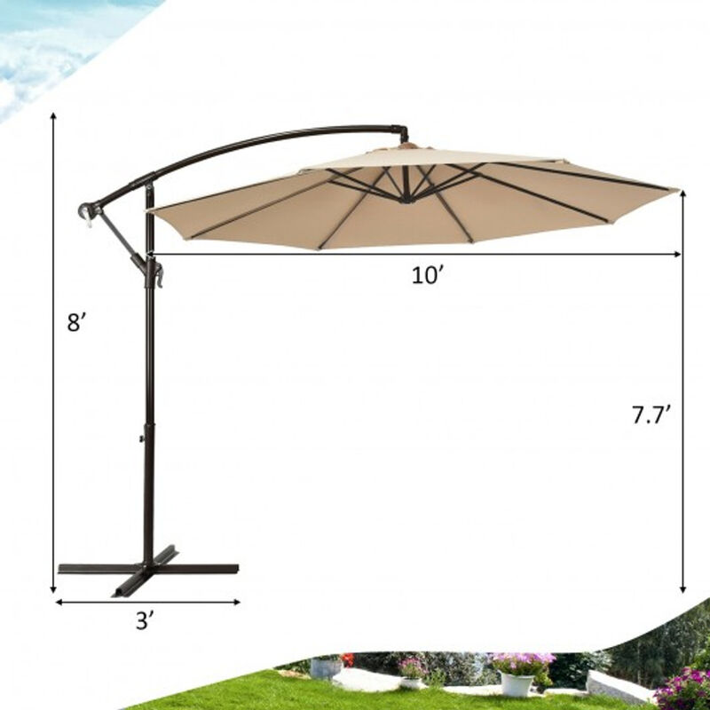 10 Feet Patio Offset Hanging Umbrella with Easy Tilt Adjustment