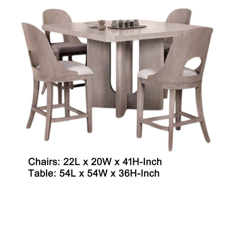 Zoko 7pc Counter Height Dining Table Set, 6 Seater, White Wash Oak image number 5