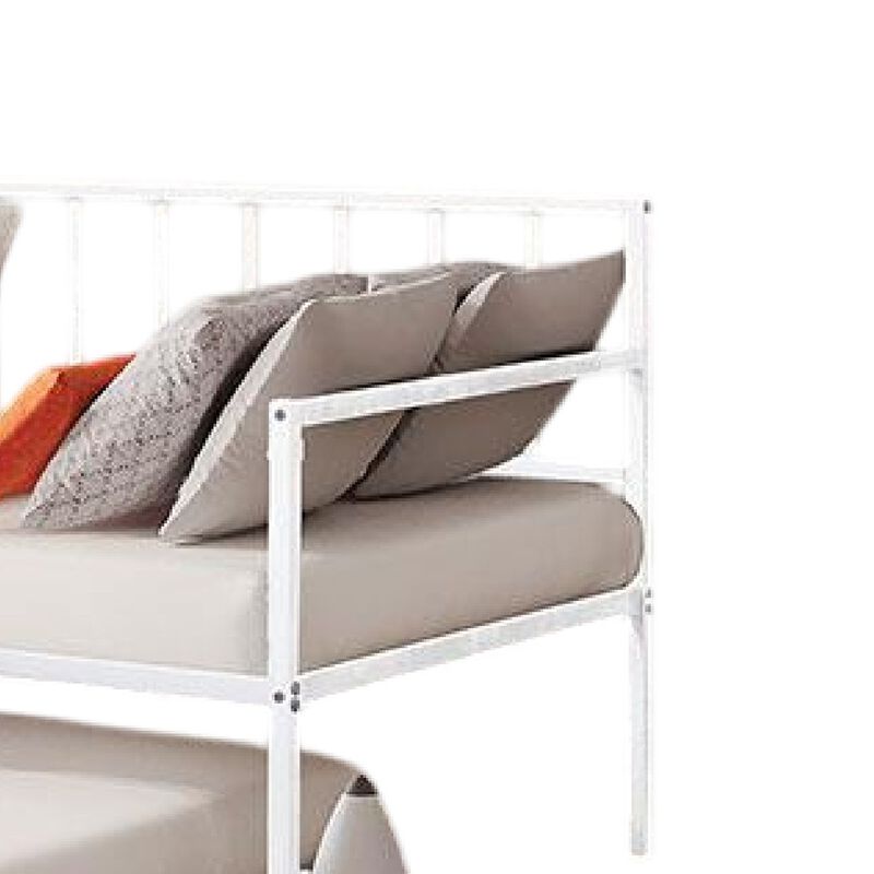 Ham Daybed with Pull Out Trundle, White Slatted Open Metal Frame image number 3