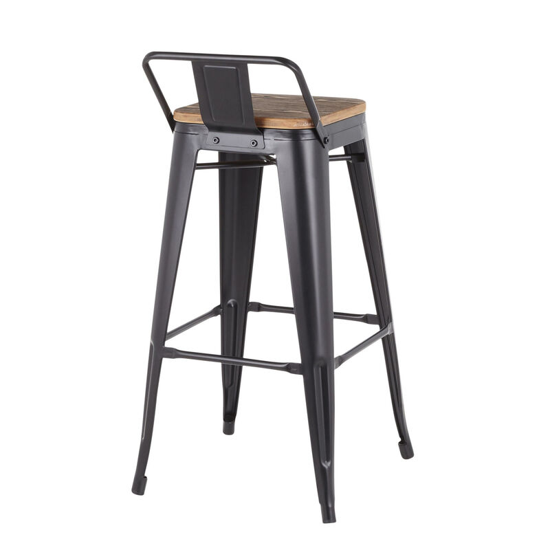 Lumisource Oregon Industrial Low Back Barstool in Black Metal and Wood-Pressed Grain Bamboo - Set of 2 image number 5