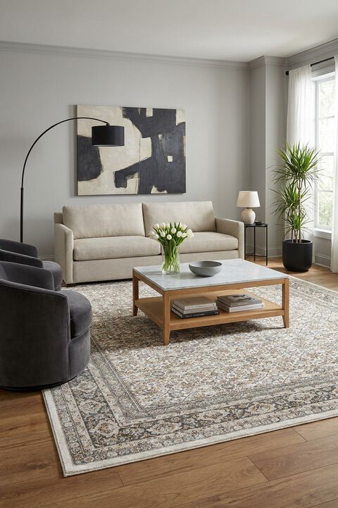 Maharaja 2061N Ivory 2'3" x 7'6" Runner Rug