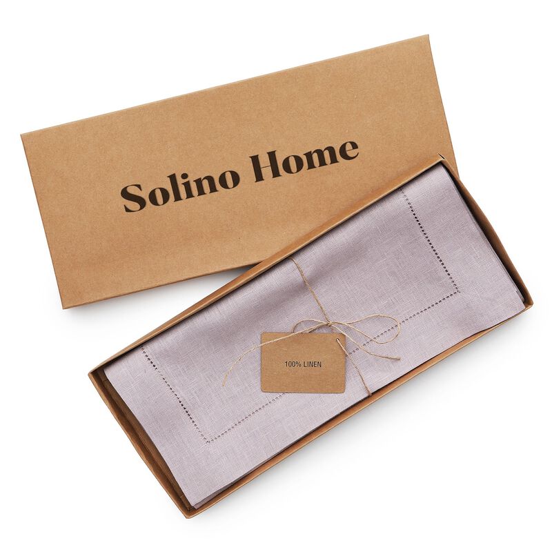 Solino Home Classic Hemstitch 100% Linen Table Runner &ndash; Handcrafted, Machine Washable, Perfect for Holiday and Everyday Dining