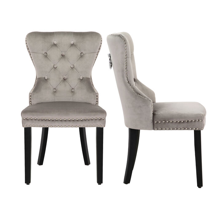 WestinTrends Velvet Upholstered Tufted Dining Chairs (Set of 2)