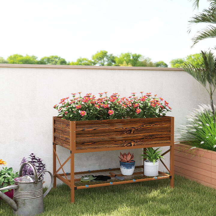 Hivvago Galvanized Garden Planter for Flowers and Herbs