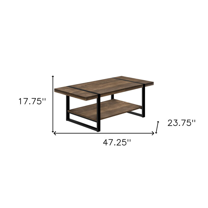 Hivvago 47 Inch Brown And Black Wood Coffee Table With Shelf