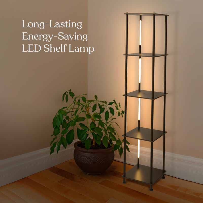 Aria Black LED Floor Lamp with Wireless Charging Pad