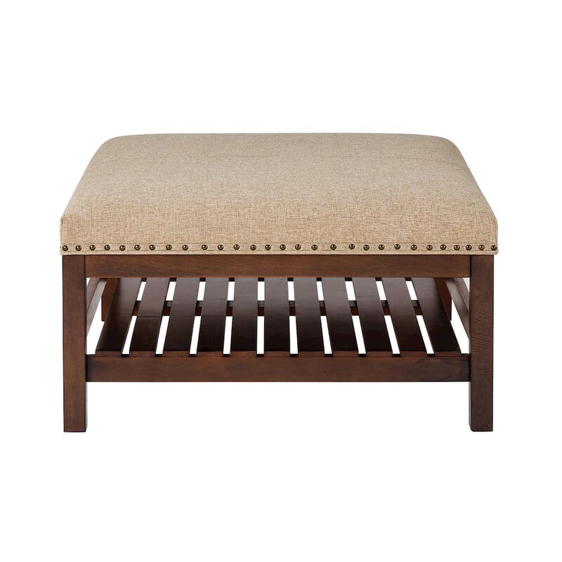 Convenience Concepts Designs4Comfort Silverton Coffee Table Cocktail Ottoman with Storage Shelf