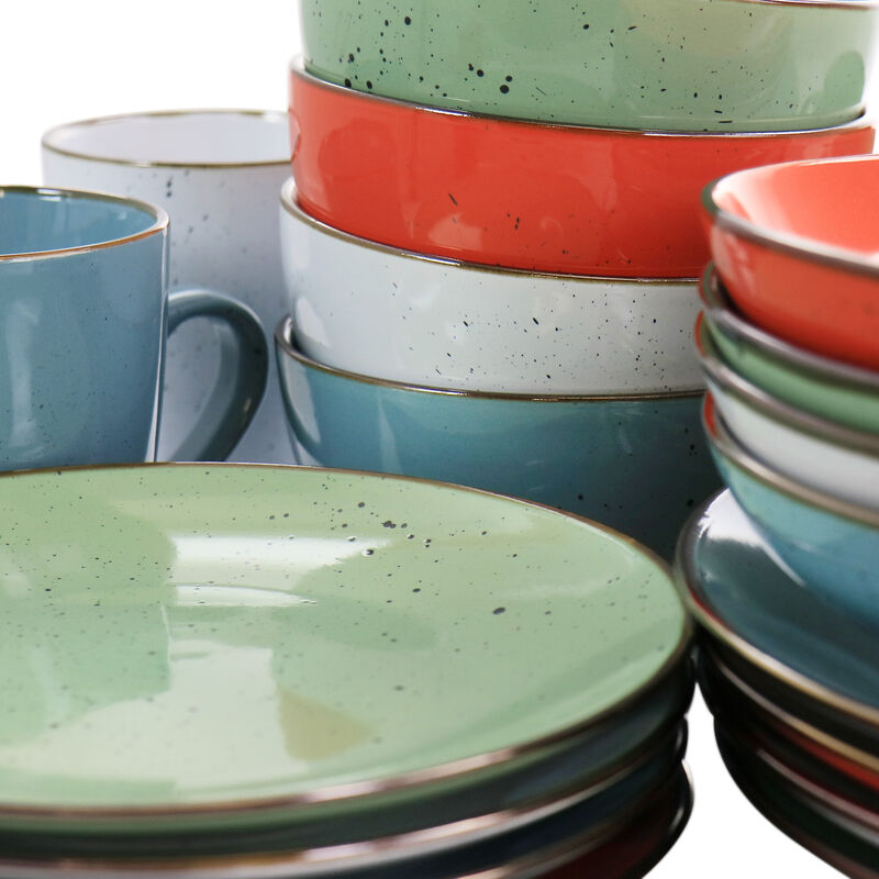 Elama Evelyn 20 Piece Mix and Match Round Stoneware Dinnerware Set in Assorted Colors