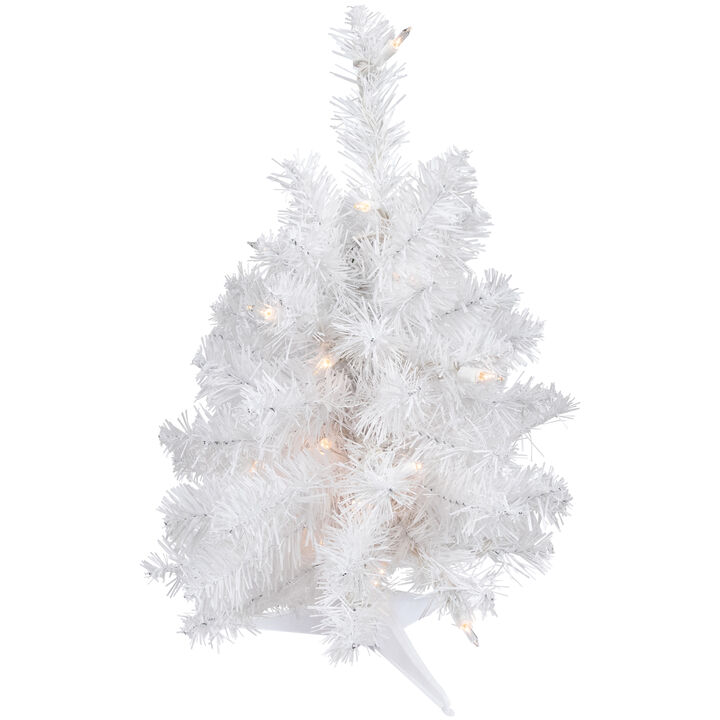 18" Pre-Lit Medium Snow White Artificial Christmas Tree - Clear Lights