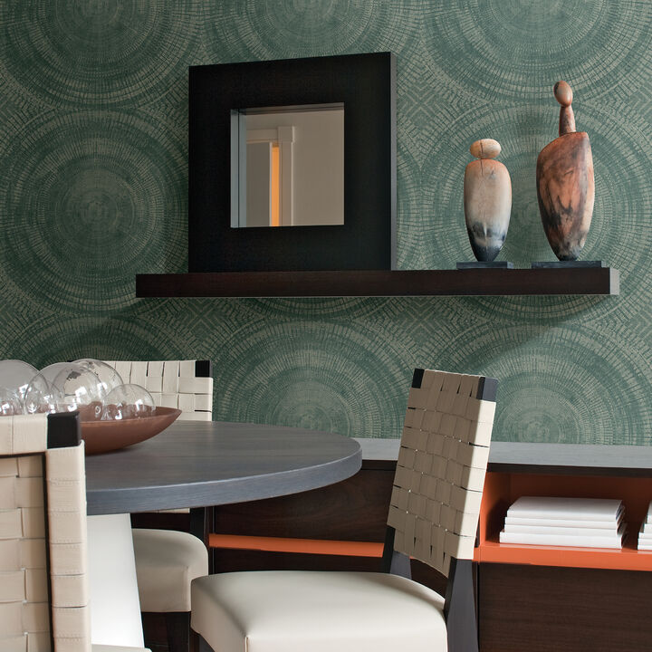 Lalit Teal Medallion Wallpaper