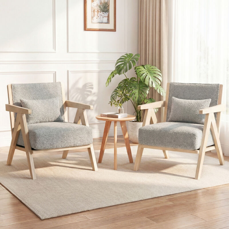 Mid Century Accent Chair with Wooden Frame for Living Room and Bedroom image number 7