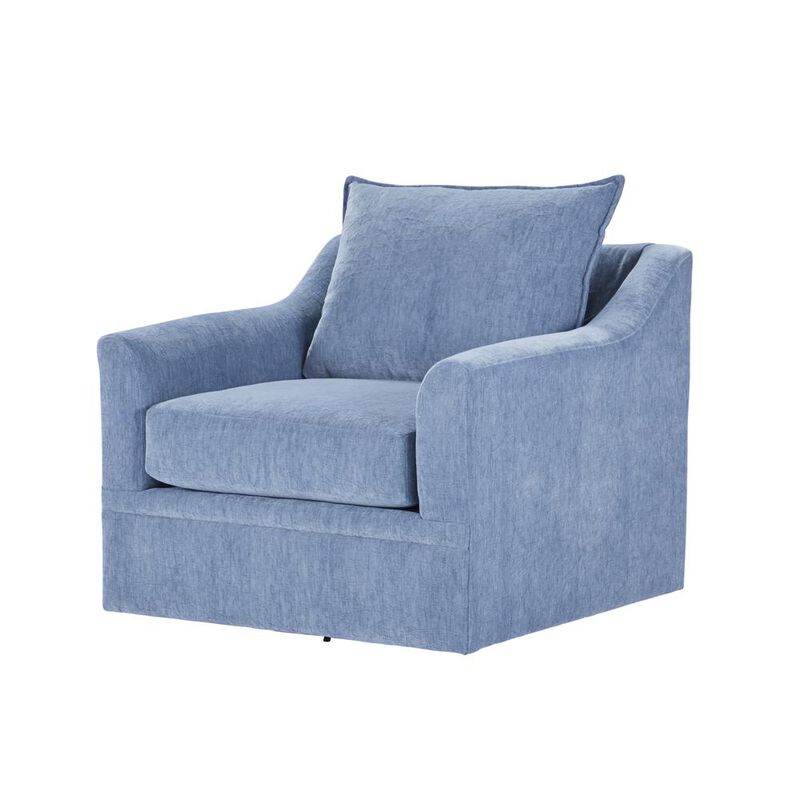 New Classic Furniture Sylvie Blue Slate Polyester Fabric Accent Swivel Chair