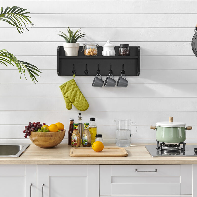 Utility Coat Rack Wall Shelf Organizer with Hooks