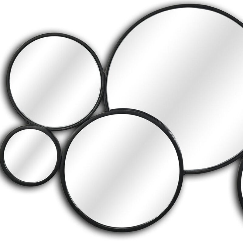 HomeRoots Set Of Eight Black Metal Round Cojoined Accent Mirrors image number 5
