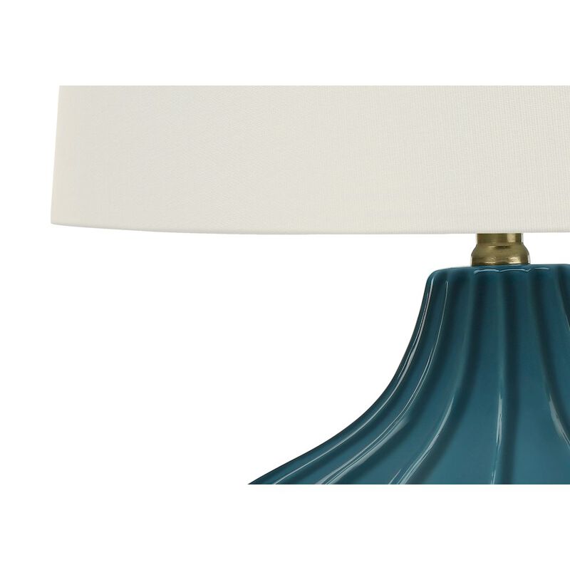 Lighting, 24"H, Table Lamp, Blue Ceramic, Ivory / Cream Shade, Transitional