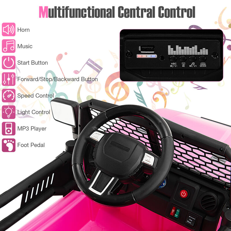 Kids 12V Electric Ride On Truck with Remote Control and Working Headlights image number 6