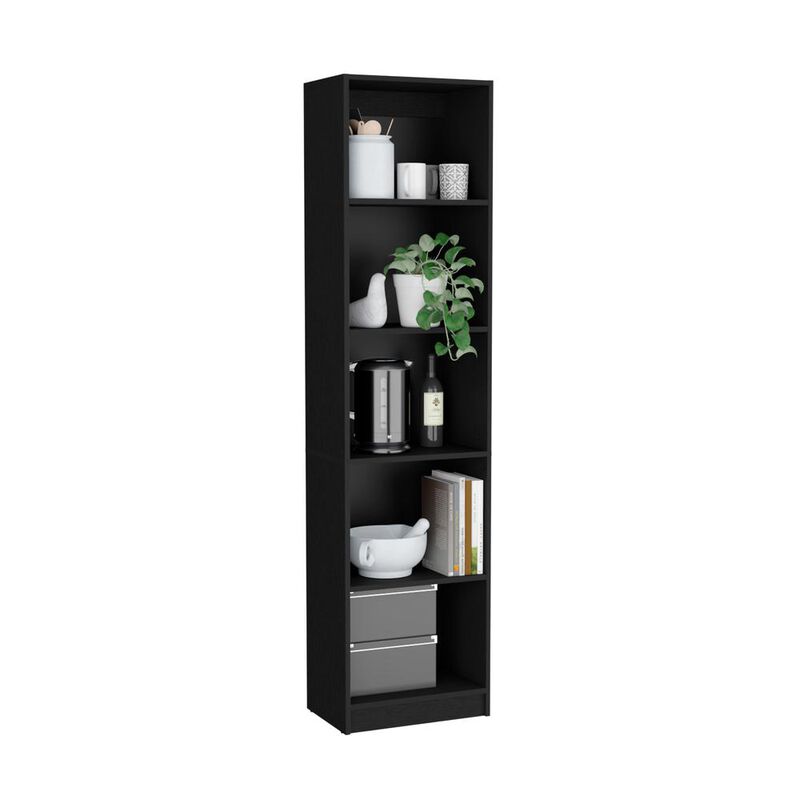 Vinton XS Bookcase Compact Bookshelf with Multiple Shelves, Black