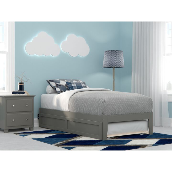Colorado Twin Bed with USB Turbo Charger and Twin Trundle in Grey
