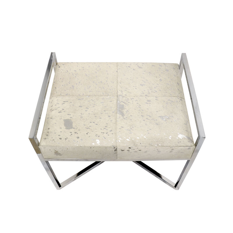 Pasargad Home Safari Steel & Cowhide Bench image number 2