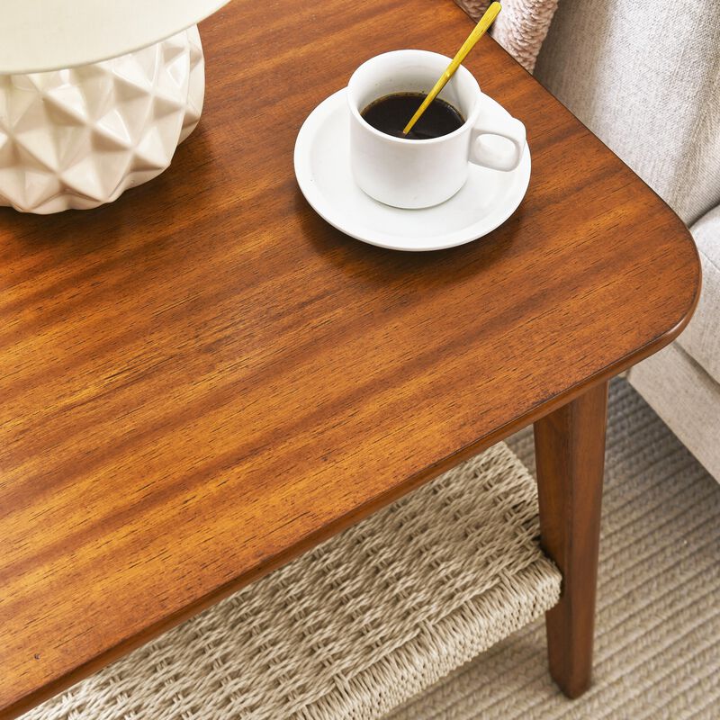 Streamdale Boho Mid-Century Woven Side Table with Storage image number 6