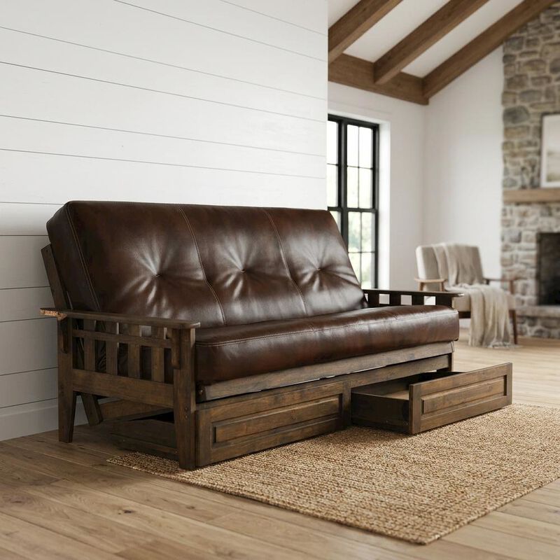Tucson Frame-Rustic Walnut Finish-Oregon Trail Java Mattress-Storage Drawers image number 9