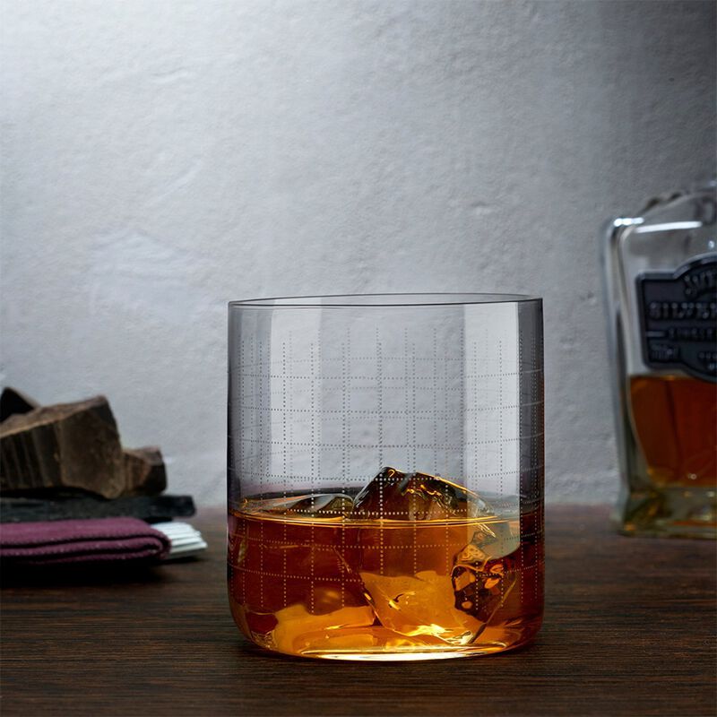 Finesse Grid 13 oz. Crystal Whiskey Glasses (Set of 4)