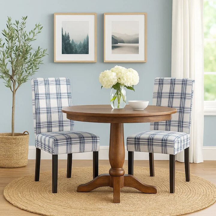 Cini Dining Side Chair Set of 2, Fabric, Black Wood Legs