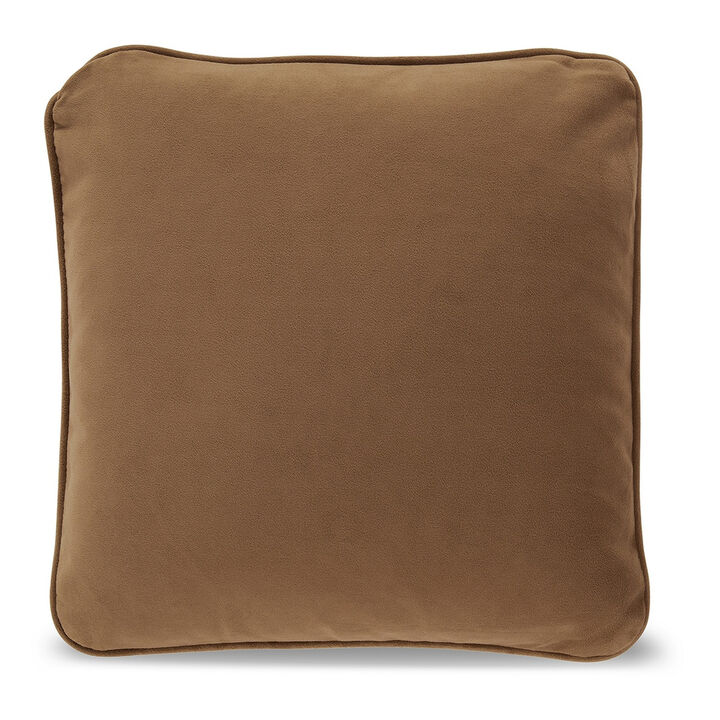Wali Square Accent Throw Pillow, 20 Inch, Feather Fill Brown Polyester - Benzara