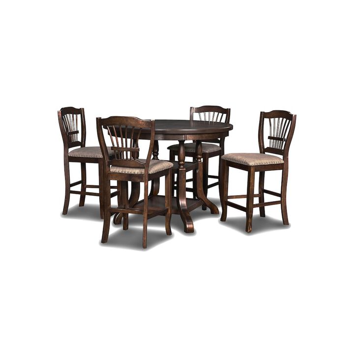 New Classic Furniture Furniture Bixby Solid Wood Counter Dining Table in Espresso