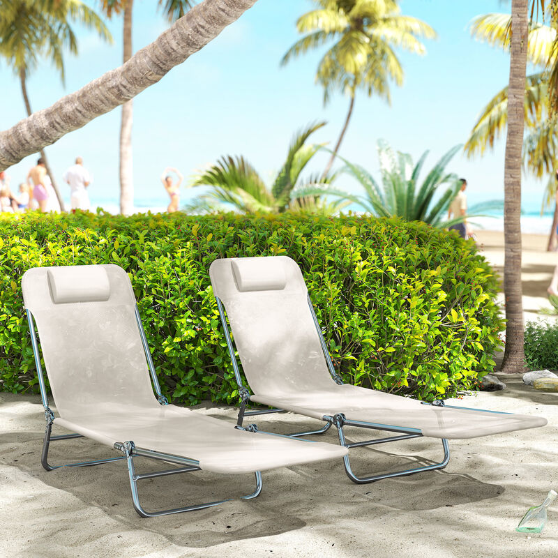 Hivvago 2-Piece Folding Chaise Lounge Chairs with Reclining Back image number 6