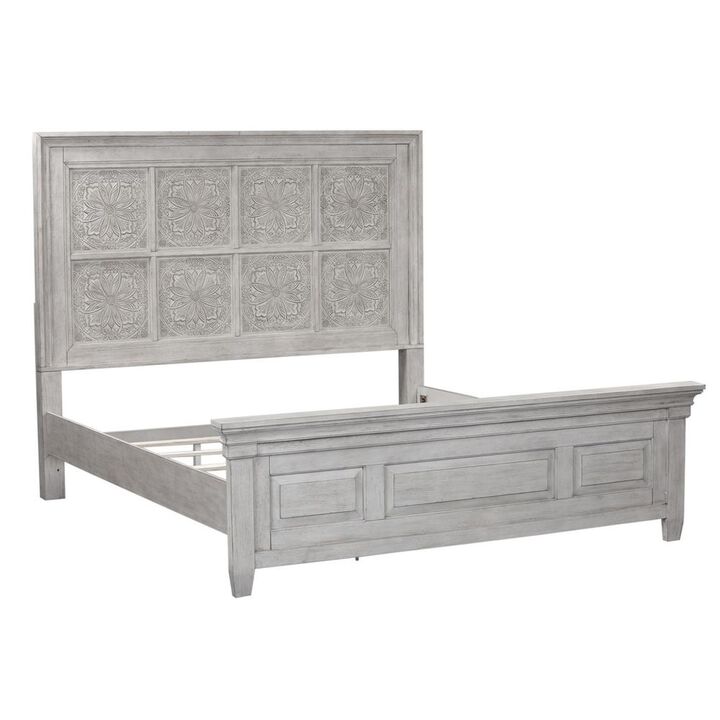 Liberty Furniture Heartland Optional California King Panel Bed in Antique White w/ Tobacco Top