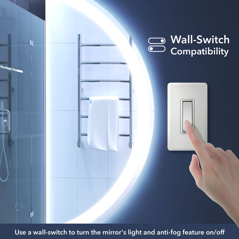 Dane 32x32 Frameless Antifog Front/Back-Lit Tri-Color Wall Bathroom Vanity Mirror,Smart Touch