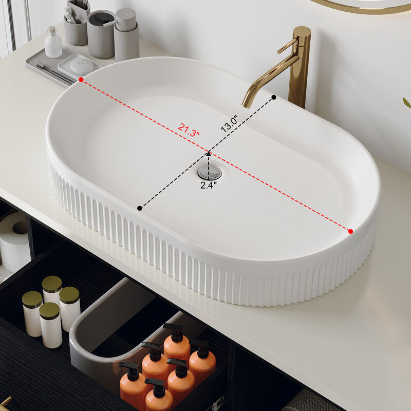 40-In Wall-Mounted Bathroom Vanity with Oval Ceramic Sink