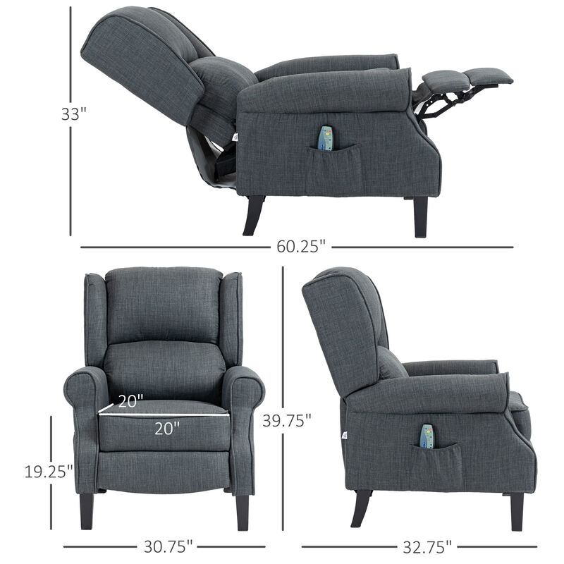 Relaxing Fabric Heated Massage Chair Vibrating Recliner Sofa With Remote Control