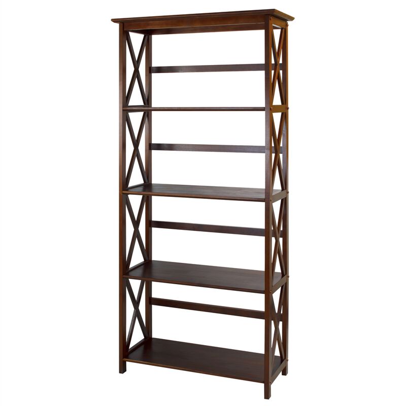 Montego 5-Shelf Bookcase-Walnut