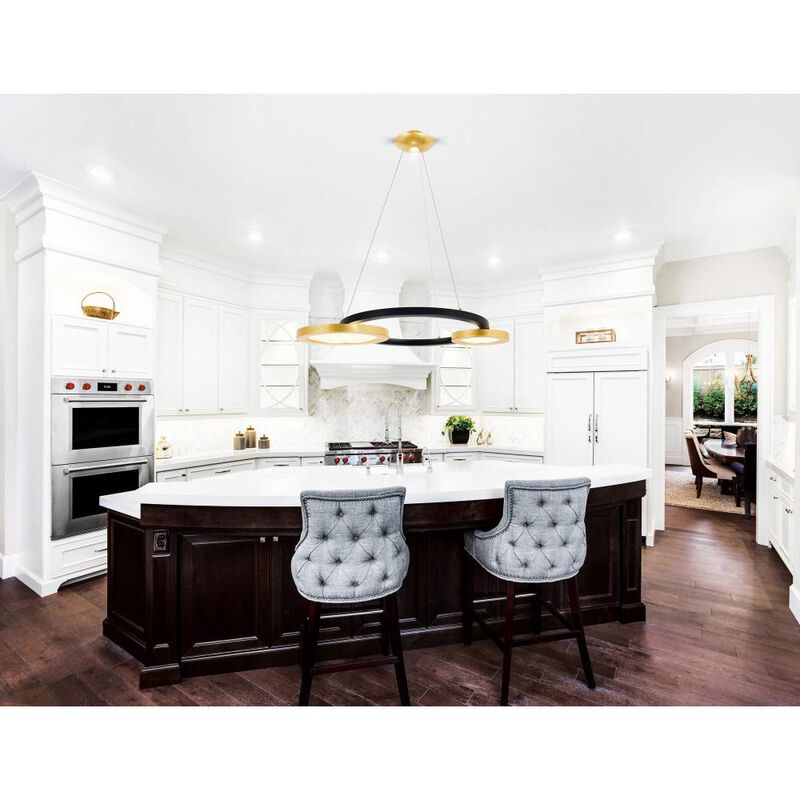 Deux Lunes LED Chandelier With Sun Gold & Black Finish