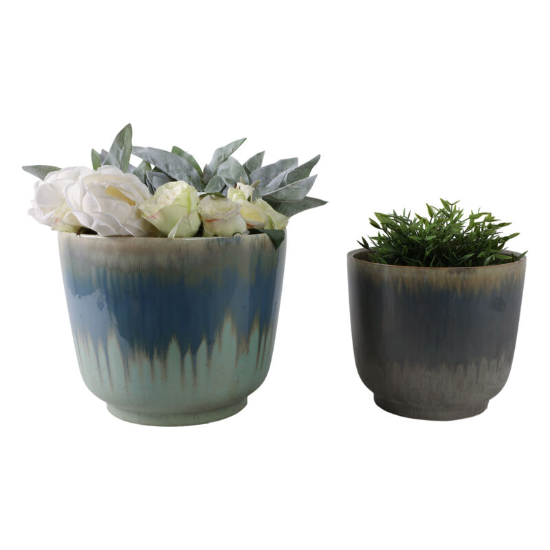 Reactive Glaze Planters (Set of 2)