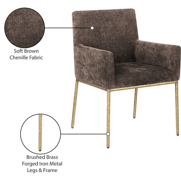Meridian Furniture Reeves Brown Chenille Fabric Dining Chair, Set of 2