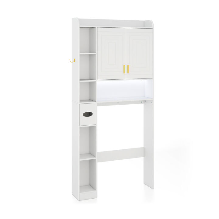Above Toilet Freestanding Storage Cabinet with 2-Door Cabinet for Organized Bathroom-White