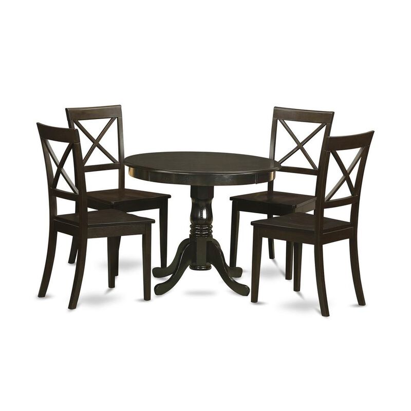 East West Furniture 5  Pc  small  Kitchen  Table  and  Chairs  set-round  Kitchen  Table  and  4  Dining  Chairs
