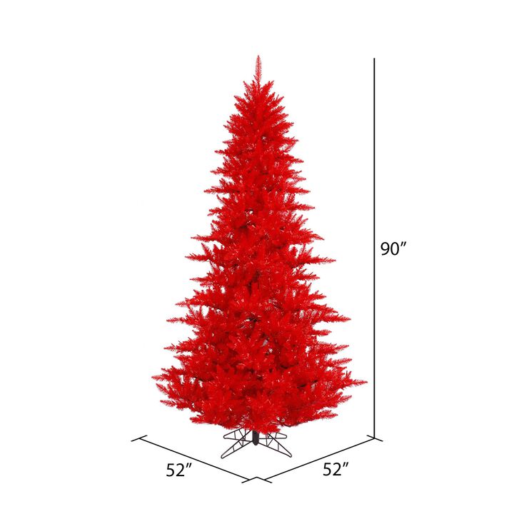 Vickerman 7.5' Red Fir Artificial Christmas Tree Unlit, Seasonal Indoor Home Decor