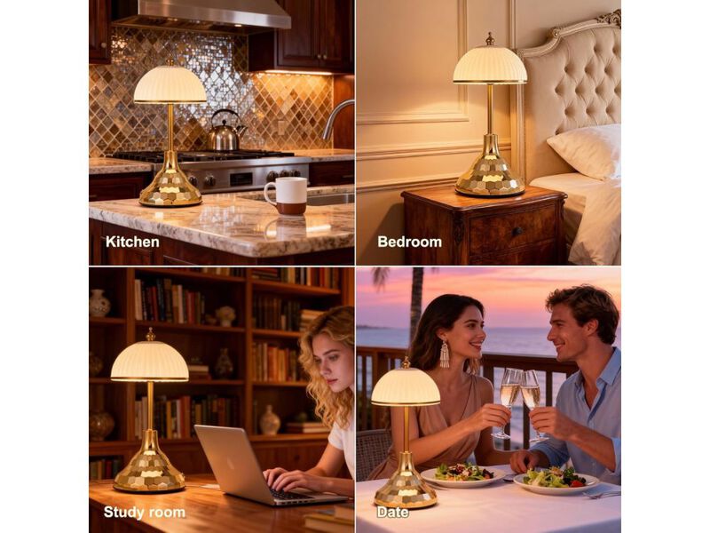 Rechargeable Touch Night Light for Kids Dimmable LED Table Lamp Gold image number 1