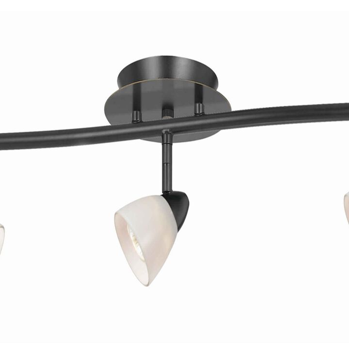 5 Light 120V Metal Track Light Fixture with Glass Shade, Black and White - Benzara