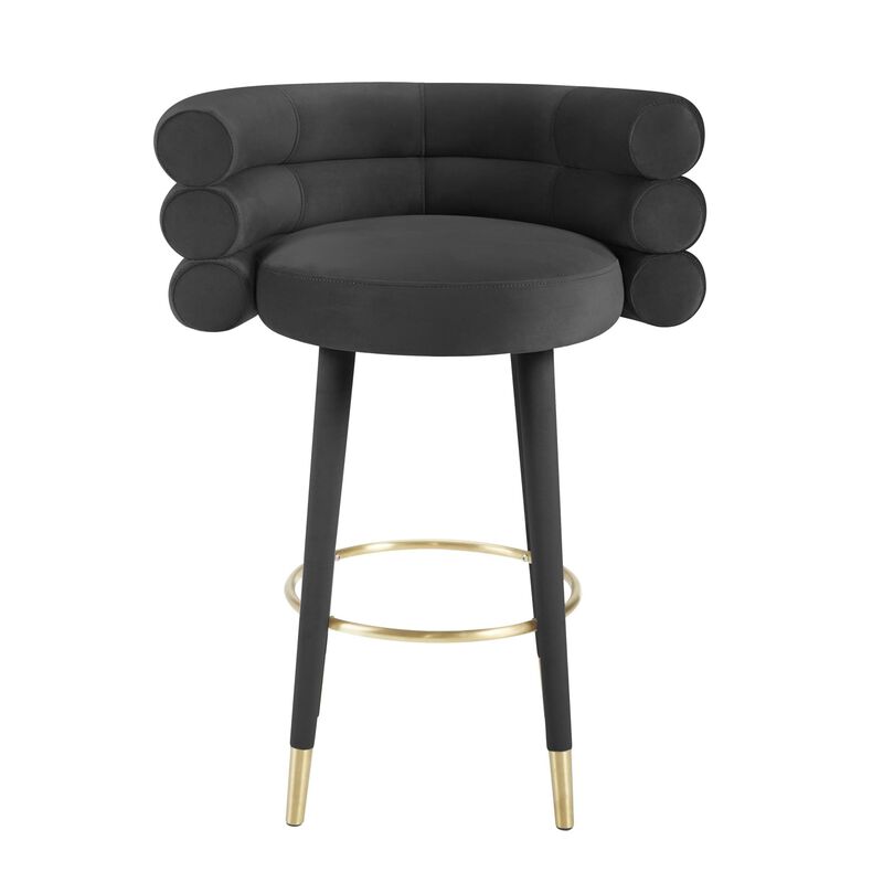 Casafoyer Betty Black Velvet Barstool image number 2