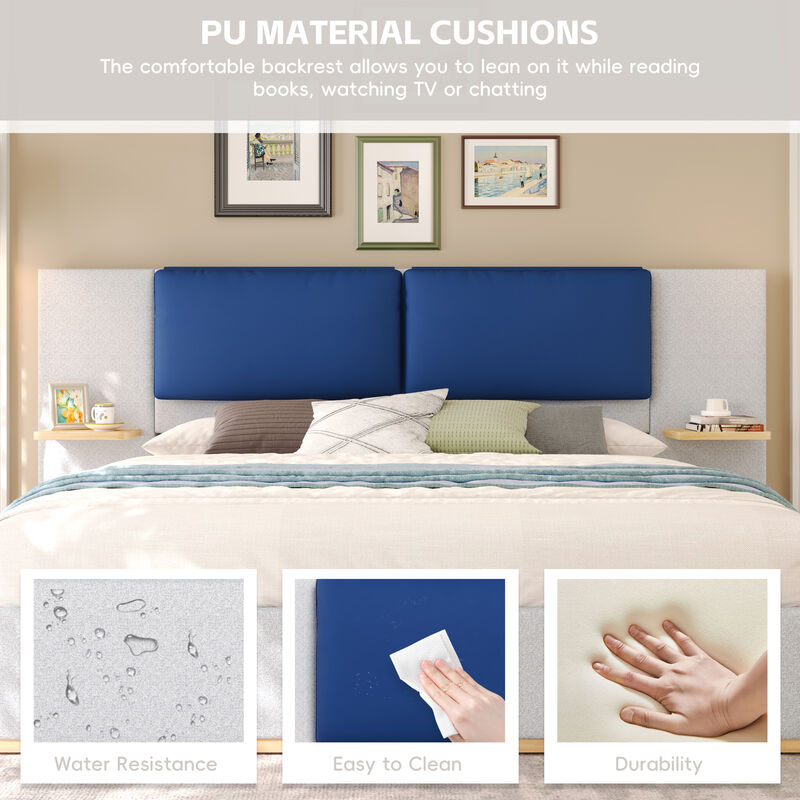 Merax Upholstered Bed Frame with Side Shelves