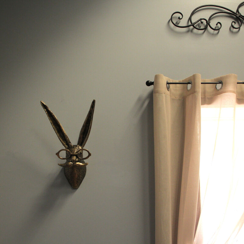 Gold Hare Head Wall Hanging &ndash; Whimsical Decor with Glasses & Mustache image number 7