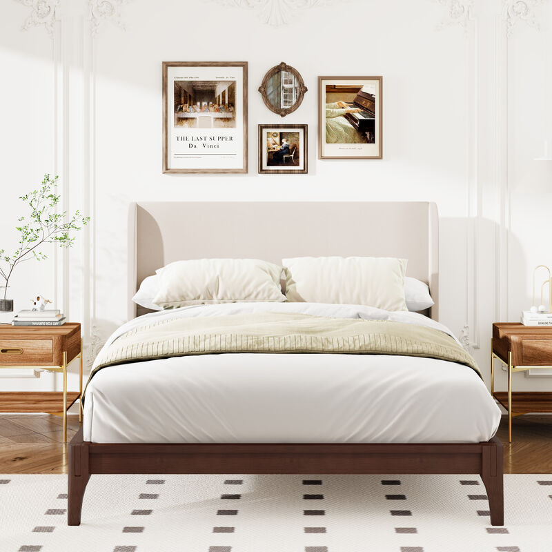 Merax Solid Dry Bamboo Wood Platform Bed Frame