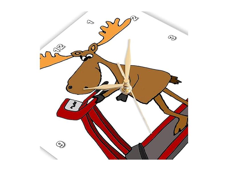 Funny Moose Using Treadmill Exercise Wall Clock 13 Inch Home Decor image number 2