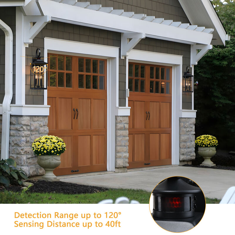 24 in. Modern Farmhouse Black 3-Light Dimmable Outdoor Wall Lantern with Clear Glass Shade image number 5
